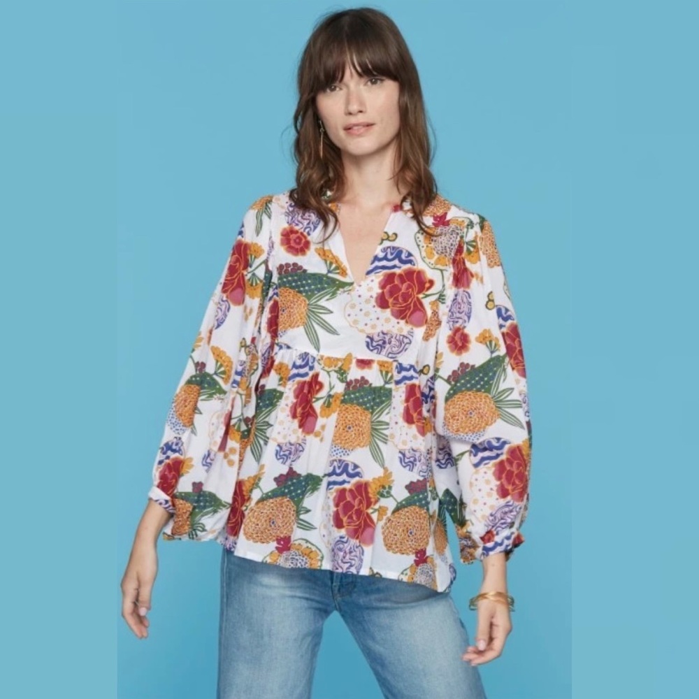 Roberta Roller Rabbit Cheri Floral Top Tunic - Picture 2 of 4